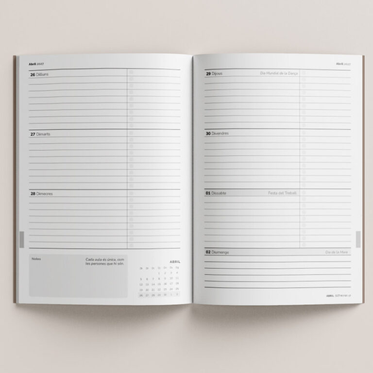Agenda docent 2026–2027 en català per a mestres i professores